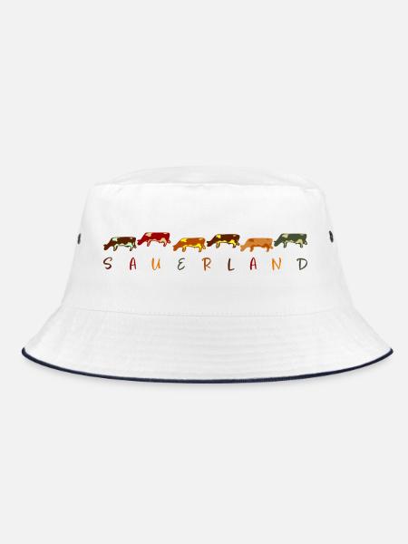 Sauerland "Kühe" Design 1 - Bucket Hat - Weiß/Navy