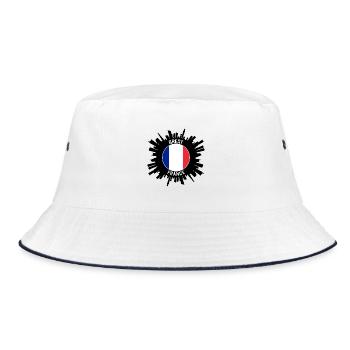 Brest Skyline Frankreich Flagge Reise-Souvenir - Bucket Hat - Weiß/Navy - Vorne