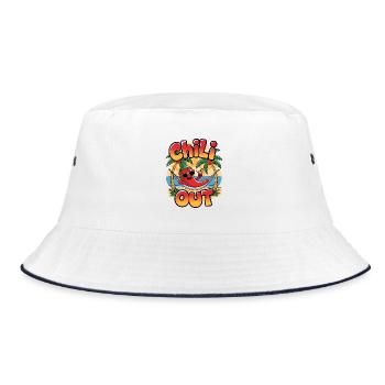 Chili raus - Bucket Hat - Weiß/Navy - Vorne