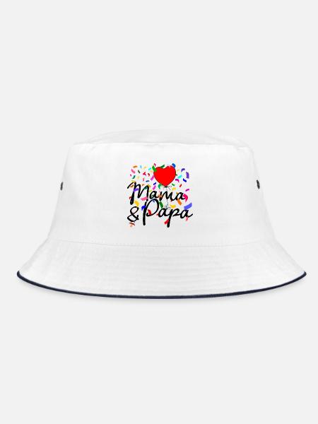 Mama und Papa Konfetti - Bucket Hat - Weiß/Navy