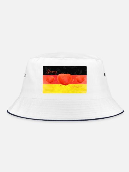 Deutschland Mohnblume Deutschland Fahne - Bucket Hat - Weiß/Navy