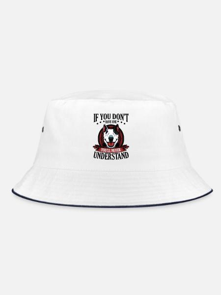 Bull Terrier - Bucket Hat - white/navy - Front