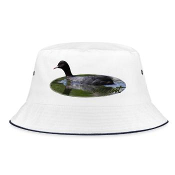 Blässhuhn Wasservogel Vogel - Bucket Hat - Weiß/Navy - Vorne