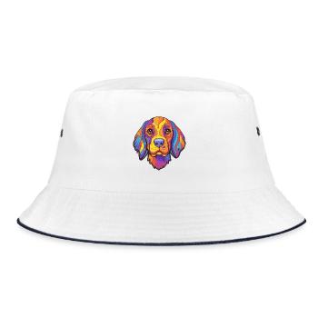 Deutsche Bracke Hunderasse Cartoon Kawaii Illustrat - Bucket Hat - Weiß/Navy - Vorne