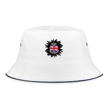 Belfast Skyline UK Flagge Reise Souvenir - Bucket Hat - Weiß/Navy - Vorne