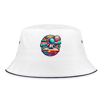 Kleiner Astronaut – Farbstrudel - Bucket Hat - Weiß/Navy - Vorne