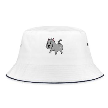 Katze Arsch - Katze Hintern - Bucket Hat - Weiß/Navy - Vorne