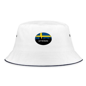 Göteborg Schweden Flagge Skyline Silhouette Reisen - Bucket Hat - Weiß/Navy - Vorne