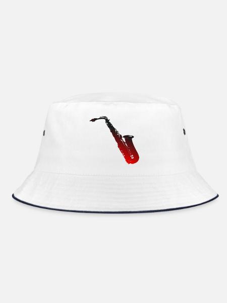 Saxophon - Bucket Hat - Weiß/Navy