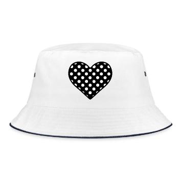 Herzilein schwarz-weiß - Bucket Hat - Weiß/Navy - Vorne