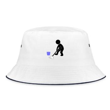 Putzen Putzmann Wischen - Bucket Hat - Weiß/Navy - Vorne