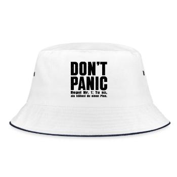 "DON'T PANIC" – The cult shirt - Bucket Hat - white/navy - Front
