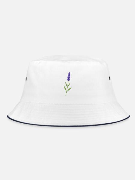 Lavendelblüte – zarte Naturkunst - Bucket Hat - Weiß/Navy