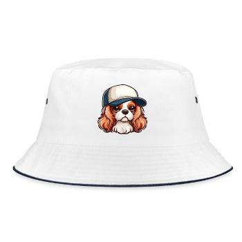 Chien Cavalier King Charles chien - casquette - Bob - blanc/marine - Devant