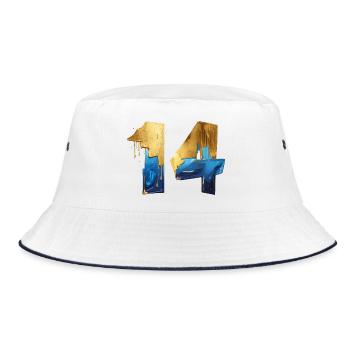 NR. 14 NUMMER 14 COOL 14. GEBURTSTAG - Bucket Hat - Weiß/Navy - Vorne