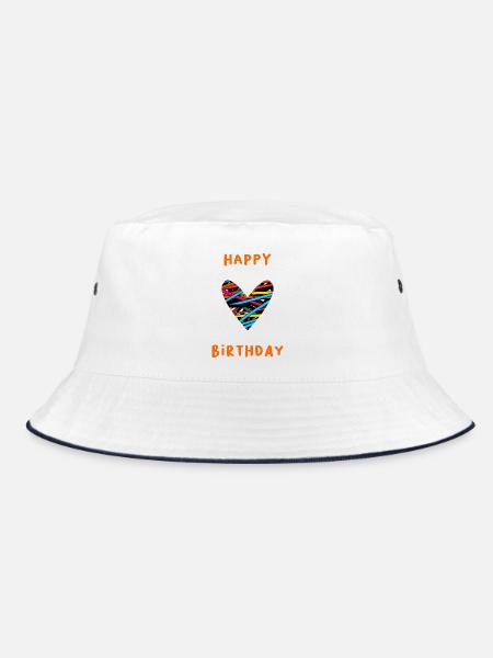 GEBURTSTAG. ALLES GUTE ZUM GEBURTSTAG. ALLES GUTE ZUM GEBURTSTAG. - Bucket Hat - Weiß/Navy