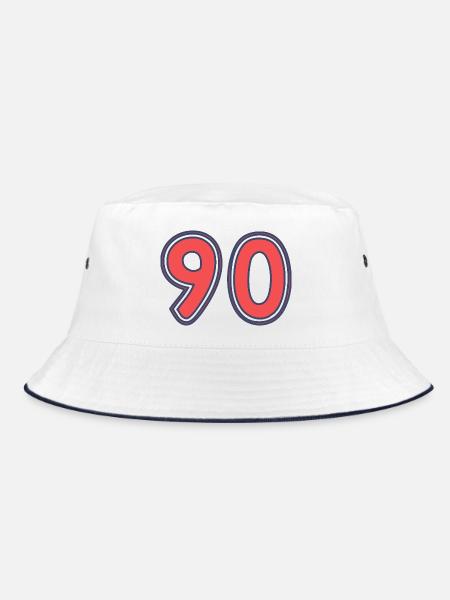 90. 90 JAHRE. 90-JÄHRIGES JUBILÄUM. 90-JÄHRIGES JUBILÄUM. - Bucket Hat - Weiß/Navy - Vorne