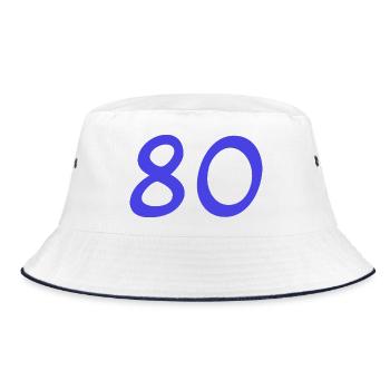 80. 80 JAHRE. 80-JÄHRIGES JUBILÄUM. 80. GEBURTSTAG. - Bucket Hat - Weiß/Navy - Vorne