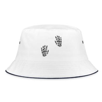zwei skeletthände - Bucket Hat - Weiß/Navy - Vorne