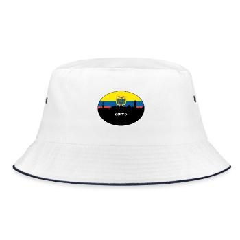 Quito Equador Flag Skyline Silhouette Reisen - Bucket Hat - Weiß/Navy - Vorne