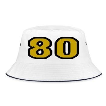 80. 80 JAHRE. 80-JÄHRIGES JUBILÄUM. 80. GEBURTSTAG. - Bucket Hat - Weiß/Navy - Vorne