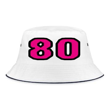 80. 80 JAHRE. 80-JÄHRIGES JUBILÄUM. 80. GEBURTSTAG. - Bucket Hat - Weiß/Navy - Vorne