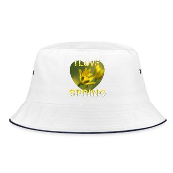I love spring - Bucket Hat - Weiß/Navy - Vorne