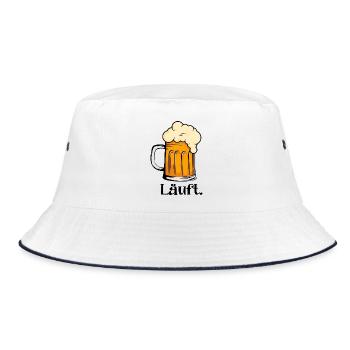 Läuft. - Bierkrug Spruch für Bierfreunde - Bucket Hat - Weiß/Navy - Vorne