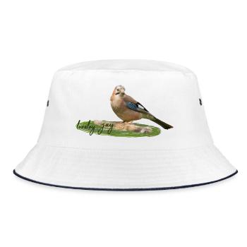 Eichelhäher - Bucket Hat - Weiß/Navy - Vorne