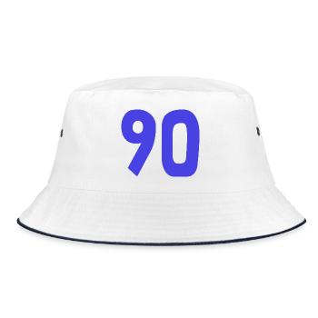 90. 90 JAHRE. 90-JÄHRIGES JUBILÄUM. 90-JÄHRIGES JUBILÄUM. - Bucket Hat - Weiß/Navy - Vorne