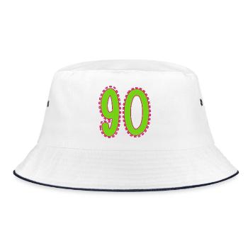90. 90 JAHRE. 90. JAHRESTAG. 90-JÄHRIGES JUBILÄUM. - Bucket Hat - Weiß/Navy - Vorne