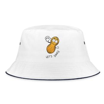 Erdnuss Let`s Dance Tanzen Peanut - Bucket Hat - Weiß/Navy - Vorne