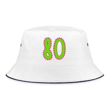 80. 80 JAHRE. 80. JAHRESTAG. 80-JÄHRIGES JUBILÄUM. - Bucket Hat - Weiß/Navy - Vorne