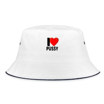 I Love Pussy Ich Liebe Mösen Lesbe Lesbisch Lesbe - Bucket Hat - Weiß/Navy - Vorne