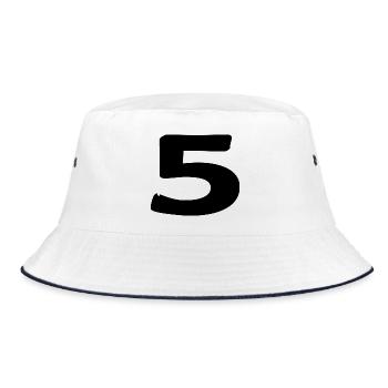 5. 5 JAHRE. 5-JÄHRIGES JUBILÄUM. 5-JÄHRIGES JUBILÄUM. 5. - Bucket Hat - Weiß/Navy - Vorne