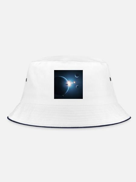 Mystische Mondphasen - Bucket Hat - Weiß/Navy
