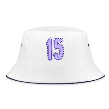 15. 15 JAHRE. 15. JAHRESTAG. 15-JÄHRIGES JUBILÄUM. - Bucket Hat - Weiß/Navy - Vorne
