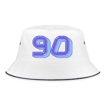 90. 90 JAHRE. 90. JAHRESTAG. 90-JÄHRIGES JUBILÄUM. - Bucket Hat - Weiß/Navy - Vorne