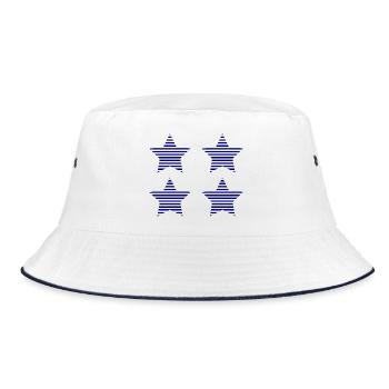 STERN. STERNE. STERN. STERNE. FEST. JAHRESTAG - Bucket Hat - Weiß/Navy - Vorne