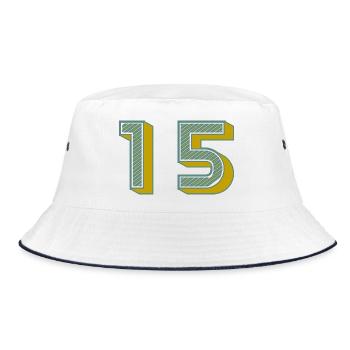 15. 15 JAHRE. 15. JAHRESTAG. 15-JÄHRIGES JUBILÄUM. - Bucket Hat - Weiß/Navy - Vorne