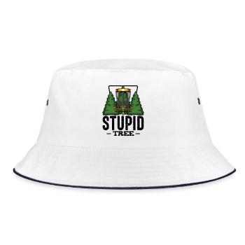 Stupid Tree Discgolf Spruch Frisbee Geschenk - Bucket Hat - Weiß/Navy - Vorne