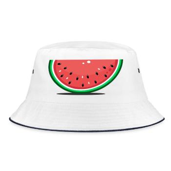 Wassermelone Design Scheibe - Bucket Hat - Weiß/Navy - Vorne