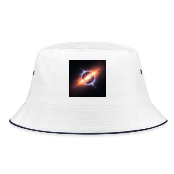 Kosmischer Orbit Kunstdruck - Bucket Hat - Weiß/Navy - Vorne