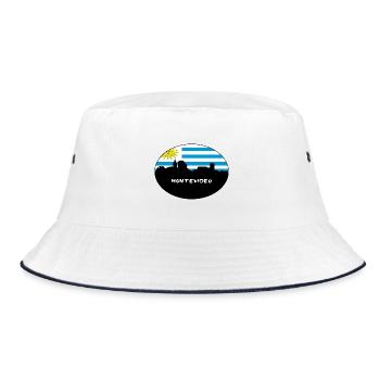 Montevideo-Uruguay-Flaggen-Skyline-Schattenbild-Reise - Bucket Hat - Weiß/Navy - Vorne