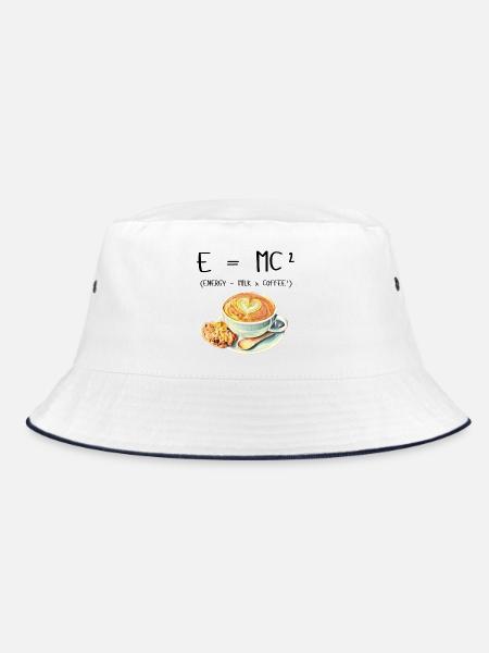 E MC² Kaffee Milch Energie Geschenk lustig - Bucket Hat - Weiß/Navy
