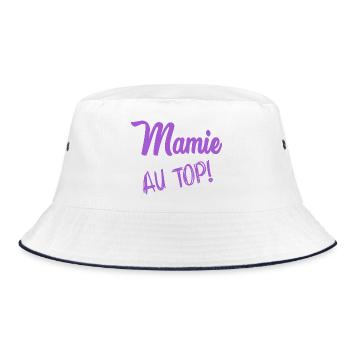 MAMA. OMA - Bucket Hat - Weiß/Navy - Vorne