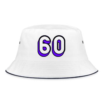 60. 60 JAHRE. 60-JÄHRIGES JUBILÄUM. 60. GEBURTSTAG. - Bucket Hat - Weiß/Navy - Vorne