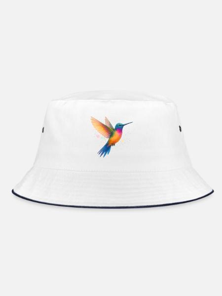 Tanzender Regenbogen-Kolibri - Bucket Hat - Weiß/Navy