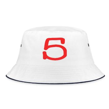 5. 5 JAHRE. 5-JÄHRIGES JUBILÄUM. 5-JÄHRIGES JUBILÄUM. 5. - Bucket Hat - Weiß/Navy - Vorne