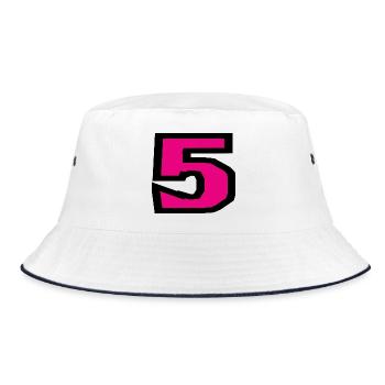 5. 5 JAHRE. 5-JÄHRIGES JUBILÄUM. 5-JÄHRIGES JUBILÄUM. 5. - Bucket Hat - Weiß/Navy - Vorne